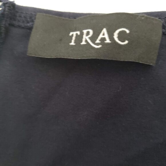 Trac Women SIZE S Navy Blue Off Shoulder Mini Dress Asymmetrical Hem Cocktail - Picture 5 of 13